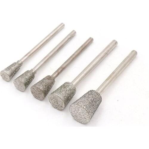 10pcs 2.35mm Shank Diamond Grinding Head Set Coated Mounted Bit Burr Lapidary Tool for Dremel Stone Gemstone Carving K5 Needle