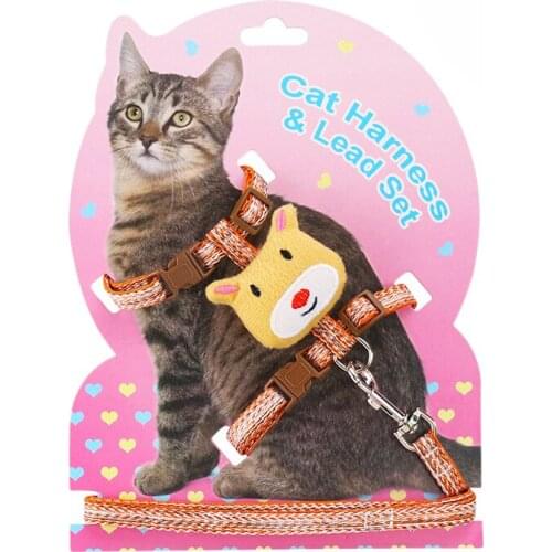 Cat Chest Strap The New I-Shaped Cat Walking Rope Anti-Breaking Comfortable Kitty Traction Double Adjustable Neckband Cute Look