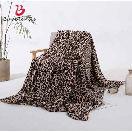 Bubble Kiss Leopard Print Bed Blanket Short Plush Sofa Blanket Office Nap Air-Conditioned Home Decor Soft Warm Picnic Blankets