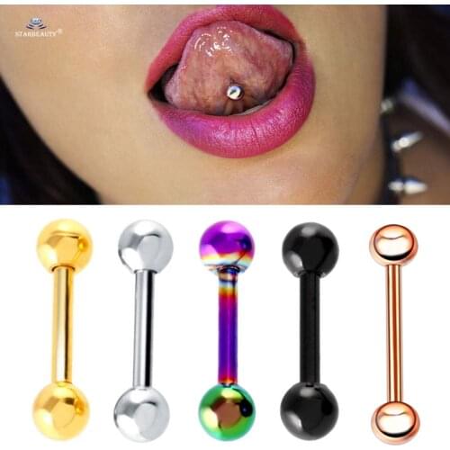 Starbeauty 2pcs/lot Sexy Barbell Tongue Piercing langue Industrial Piercing Tongue Ring Nipple Ring Helix Cartilage Earrings
