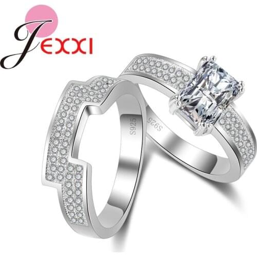 Luxury 925 Sterling Silver Ring CZ Crystal Jewelry Classic Engagement Wedding Rings For Women Accessories