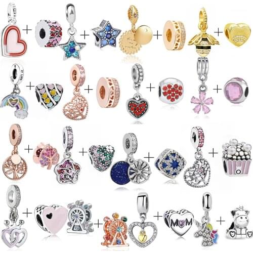 2Pcs/lot Special Offer Love Star Rainbow Charms Beads Fit Brand Bracelet & Necklaces For Women DIY Making Jewelry Accessories