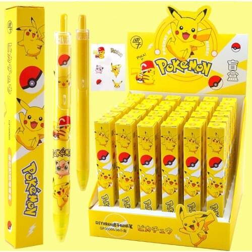 Pokemon Pikachu toy blind box press pen gel pen sticker creative DIY student signature pen birthday gift school supplies station
