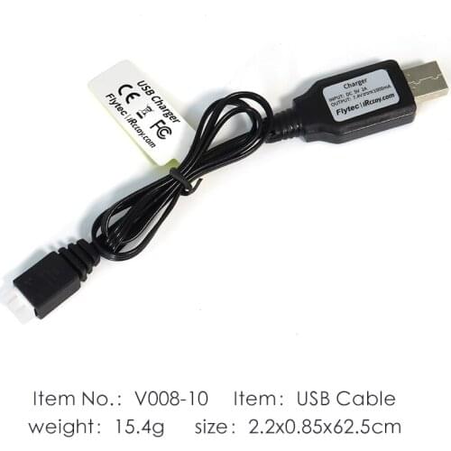 Flytec V008-10 USB Charging Cable Spare Parts Original Accessories For V008 RC Jet Boat Battery Power