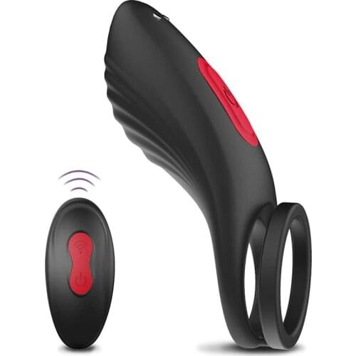 Vibrating Penis Ring with Double Ring, 9 Vibration Modes for Man or Couples Longer Lasting Erections, Rechargeable Waterproof