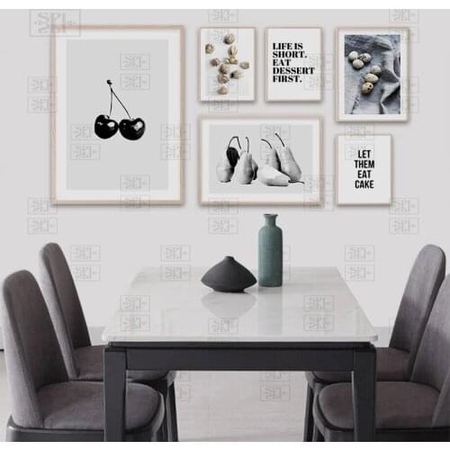 Berry Pear Fruit Food Drink Poster Minimalist Kitchen Wall Art Print Simple Canvas Painting Modern Picture Dining Room Decor