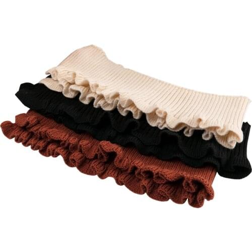 Winter Knit Ribbed Cuff Fabric Spandex Ruffled Fabric For Ladys Collar And Coat Garment Accessories KA22