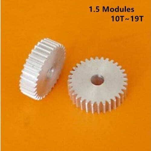 Aluminium Alloy 1.5 Modules 10/11/12/13/14/15/16/17/18/19T Tooth Bore4-12mm Straight Spur Gear