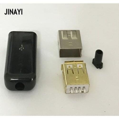 10pcs/lot Gold plated USB 2.0 A Type Female DIY Adapter Connector Socket