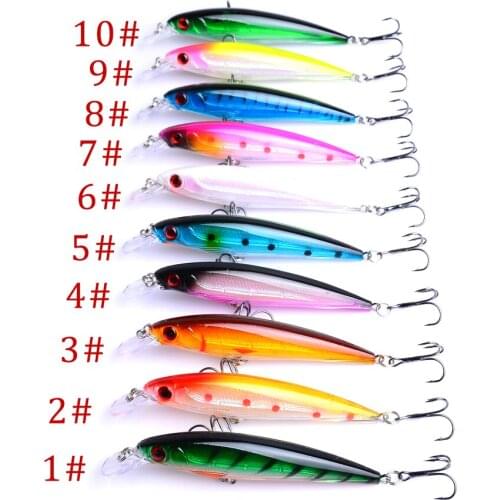 10PCS Sinking Minnow Fishing Lure Laser Hard Artificial Bait 3D Eyes 11cm 13.4g Fishing Wobblers Crankbait Minnows