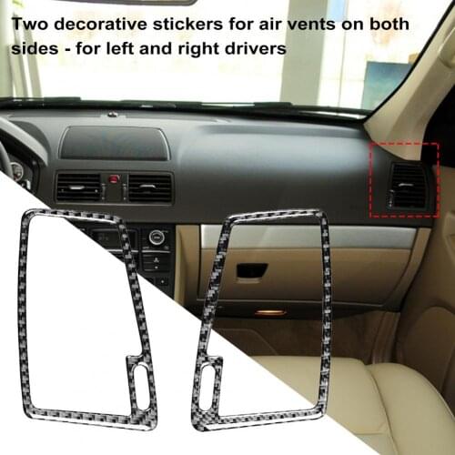 Self-adhesive 2Pcs Decorative Left Right Side Dashboard Air Vent Frame Trim Carbon Fiber Air Vent Panel Sticker Compact