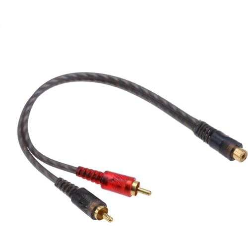 27cm 1 RCA Female to 2 RCA Male Cable RCA Hub Y Type Splitter Pure Copper Cord Wire Line for Car Audio System Subwoofer Player