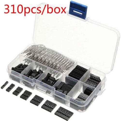 310pcs/A Set Dupont Wire Jumper Pin Header Connector Housing Kit Male Crimp Pins+Female Pin Connector Terminal Pitch With Box