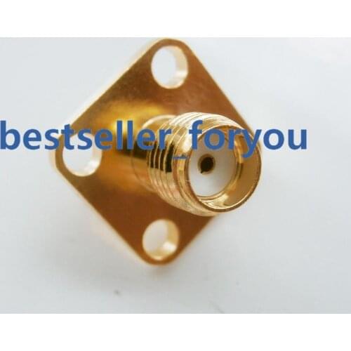 5Pcs SMA female 4-hole panel mount flange RF coax connector with solder cup