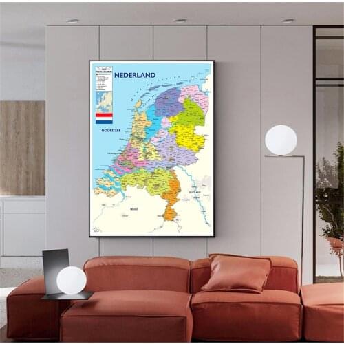 59*84cm The Netherland Political Map with Details Canvas Painting Wall Art Poster Living Room Home Decoration School Supplies