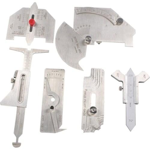 6Pcs Welding Gauge Weld Inspection Gauge Weld Seam / Round Corner / Crown Test Size Ruler Angle Measurement Kit Combination Set