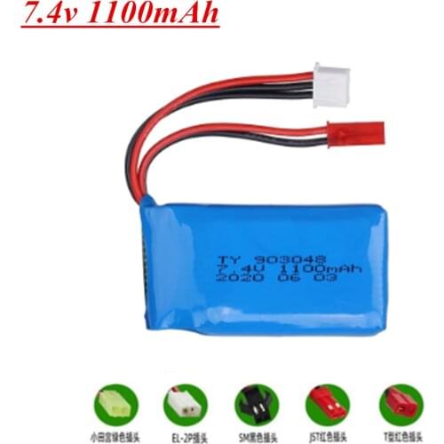 7.4v Battery For Wltoys 144001 A949 A959 A969 A979 K929 1/18 Rc Car Spare Parts 7.4V 1100mah 903048 Lipo Battery 1PCS