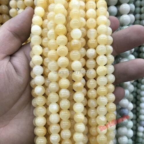 Free Shipping Wholesale 6mm 8mm 10mm 12mm Natural Stone cream-colored Jadee round Beads For Bracelet Necklace Jewelry Making
