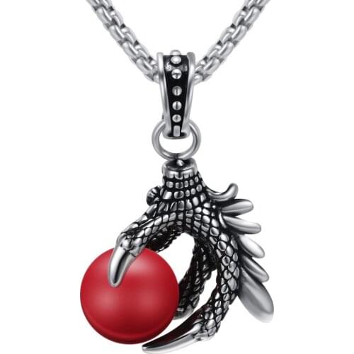 Personality Stainless steel pendant necklace Retro talons Alondra black opal pendant Jewelry