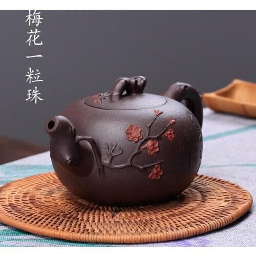 Teapot wholesale tea set, raw ore, purple mud, custom-made, hand painted, handmade teapot, plum blossom, one pearl