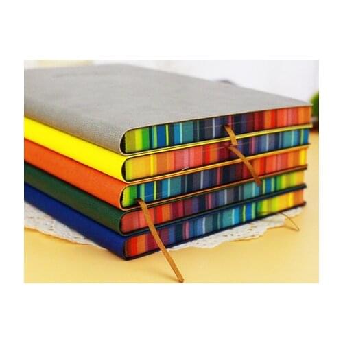 Cute Notebook A6/A5/16K Leather Journal Daily Planer Memos Hardcover Notebook Thick Paper Rainbow Edge Note Book Stationery
