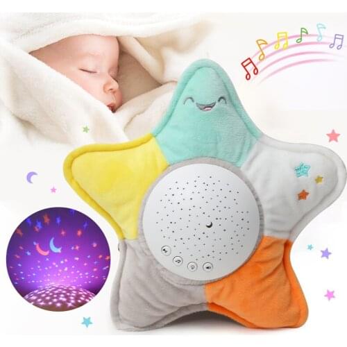 Kids Soft Toys Stuffed Sleep Led Night Lamp Stuffed Animal Plush Toys With Music & Stars Projector Light Baby Toys For Girls Boy