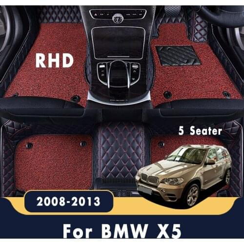 RHD For BMW X5 2013 2012 2011 2010 2009 2008 5 Seater Luxury Double Layer Wire Loop Car Floor Mats Carpets Auto Accessories