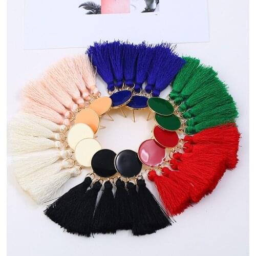 Ethnic Bohemia Dangle Drop Earrings 2019 Spring Round Resin Tassel Earrings For Women Fashion Jewelry Pendientes oorbellen