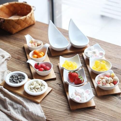 European Style Ceramic Snacks Fruit Plate Creative Seasoning Vinegar Sauce Dish Porcelain Dessert Candy Dish Kitchen Dinnerware