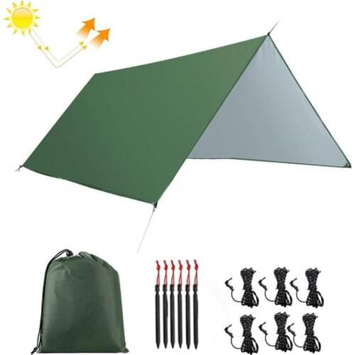 10 X 10ft PU Coated Polyester Hammock Rain Fly Lightweight Windproof Tent Tarp, 210T Ripstop Nylon Material, Camping, Hiking