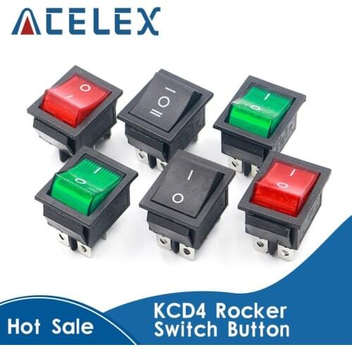KCD4 Rocker Switch Button ON OFF 2 Position 4 Pins 6 Pins Electrical Equipment With Light Power Switch 16A 250VAC AC 250V
