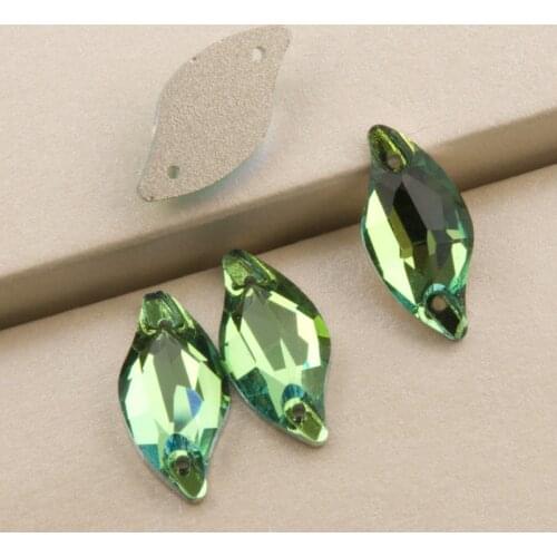 YANRUO Peridot 3254 Leaf Crystal Sew on Rhinestones Crystals Flat Back Rhinestone Sewing Button Stones Beads