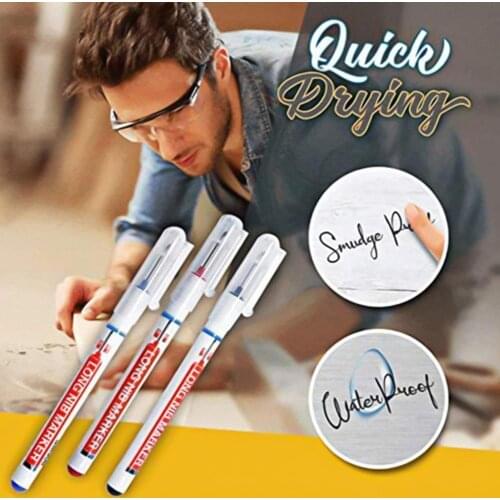 Marking Pen Waterproof Quick-drying PP Long Nib Marker for School Woodworking Red Blue Black Marker Pen Deep Hole Marking