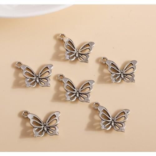 20pcs/lot 20*15mm Cute Hollow Mini Butterfly Charms Fit Bracelets Pendants Earrings Handmade Craft DIY Jewelry Accessories