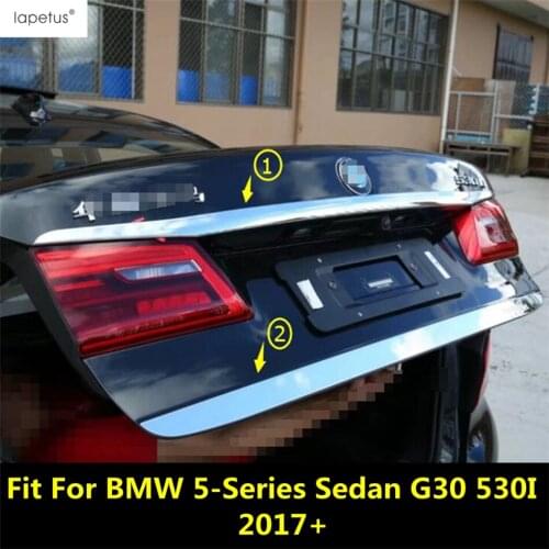 Lapetus Accessories Fit For BMW 5 Series Sedan G30 530I 2017 - 2020 Rear Trunk Cover Tailgate Trim Door Molding Boot Garnish Kit