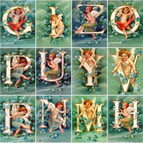 MomoArt Diamond Painting Angel Cross Stitch Kits Diamond Mosaic Text Full Drill Square Embroidery Portrait Rhinestone Handicraft