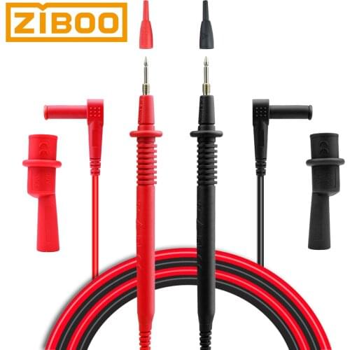 ZIBOO KIT-14 Replacement Test Lead Set, Right Angle,with Threaded Alligator Clips, 4mm Banana Test Lead Probe Clip