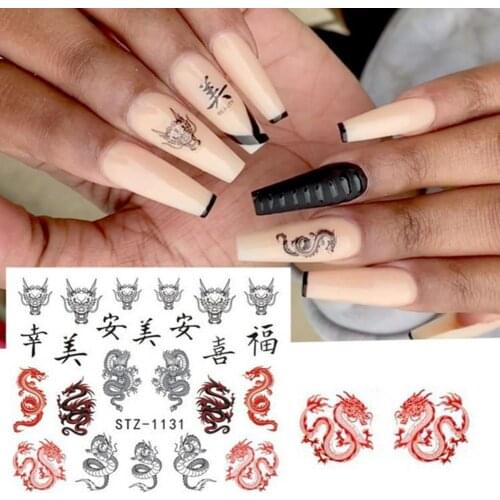 10Pcs Chinese Dragon Pattern Characters Nail Art Sticker Decal Manicure Decor наклейки для ногтей Accessories