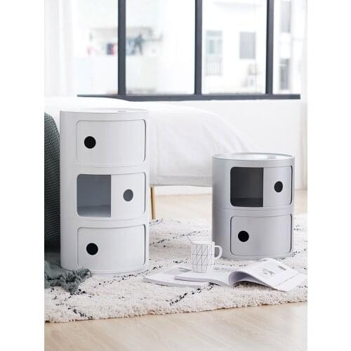 Nordic Modern Fashion Simple Bedroom Multi-layer Bedside Table Round Large Capacity Stitching Creative Mini Storage Cabinet