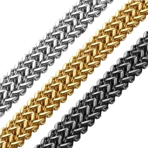 New 12mm Figaro Franco Link Chain 316L Stainless Steel Silver Color/Gold/Black Punk Jewelry Mens Boys Bracelet Wristband 8.66"