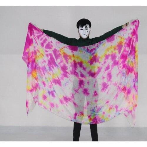 NEW 2017 pink tie-dyed belly dance 100% silk Veils Shawls Nice Silk Hand- Scarf for dancing women silk flowy