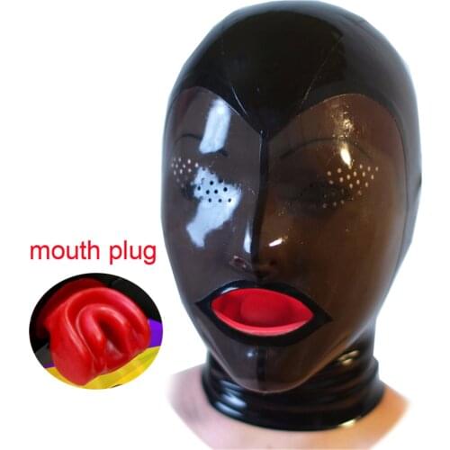 New hot sexy exotic lingerie handmade latex full face club party games cekc with fly eyes mouth plug hoods hood zentain fetish
