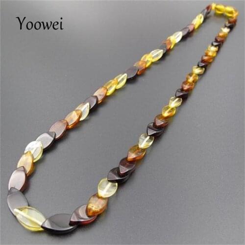 Yoowei 45cm Amber Necklace for Women Oval Original Beads New Year Gifts Healing Adults Natural Baltic Amber Jewelry Wholesale