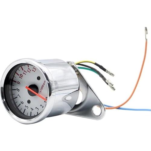Durable Motorcycle Tachometer Delicate Texture 12V 0-13000 Tachometer Retro Tach RPM Gauge Rev Counter Universal for Motorcycle