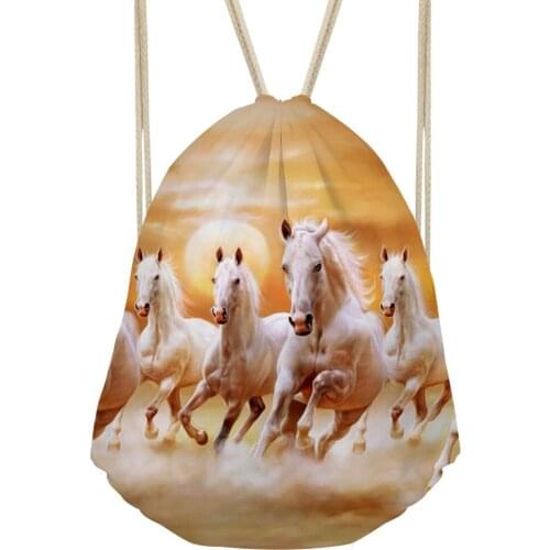Noisydesigns Drawstring Backpack Girls Escolar Mini Backpack Horse 3D Printed Unicorn Bag Backpack For Teenagers Shopper Bag