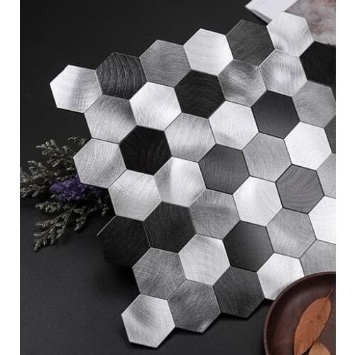Self adhesive kitchen backsplash tiles, Hexagon metal mosaic tiles, Hexagon tiles for wall