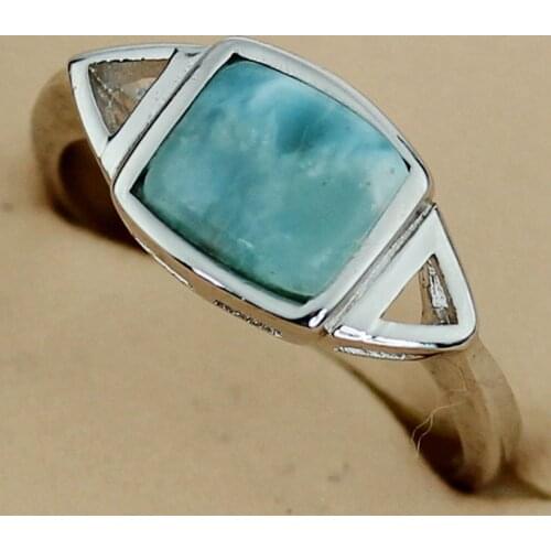 SHUNXUNZE Larimar charms Luxury fashion rings Jewelry & Accessories for Noble women alibaba-express Rhodium Plated R3531 size 7