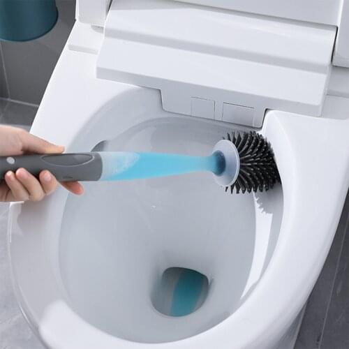 Silicone Toilet Brush With Cleaning Tube No Dead Corners Wash Toilet Set Household Floor Cleaning Bathroom Accessories
