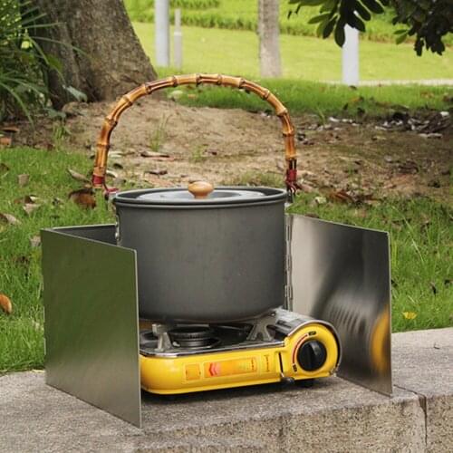 Foldable Gas Stove Wind Shield Outdoor Camping Cooking Furnace Burner Windproof Wind Screen Folding Plate Cooking Pot Windshield