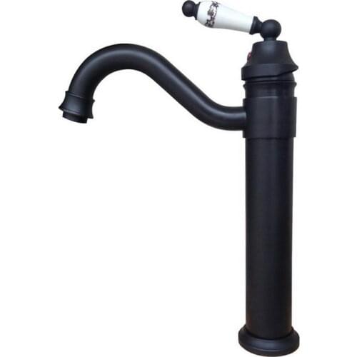New Ceramic Handle Hot / Cold Tap Washbasin Mixer Swivel Kitchen Sink Faucet Black Oil Rubbed Brass Finish lnf319